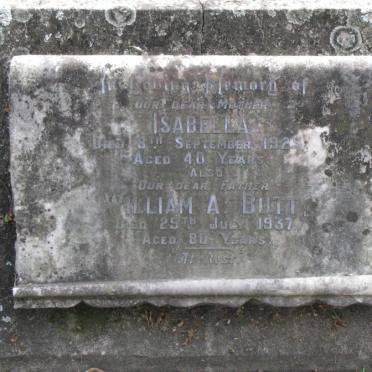BUTT William A. 1857-1937 &amp; Isabella 1885-1925
