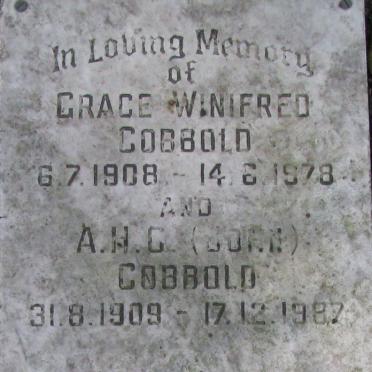 COBBOLD A.H.C.  1909-1987 &amp; Grace Winifred 1908-1978