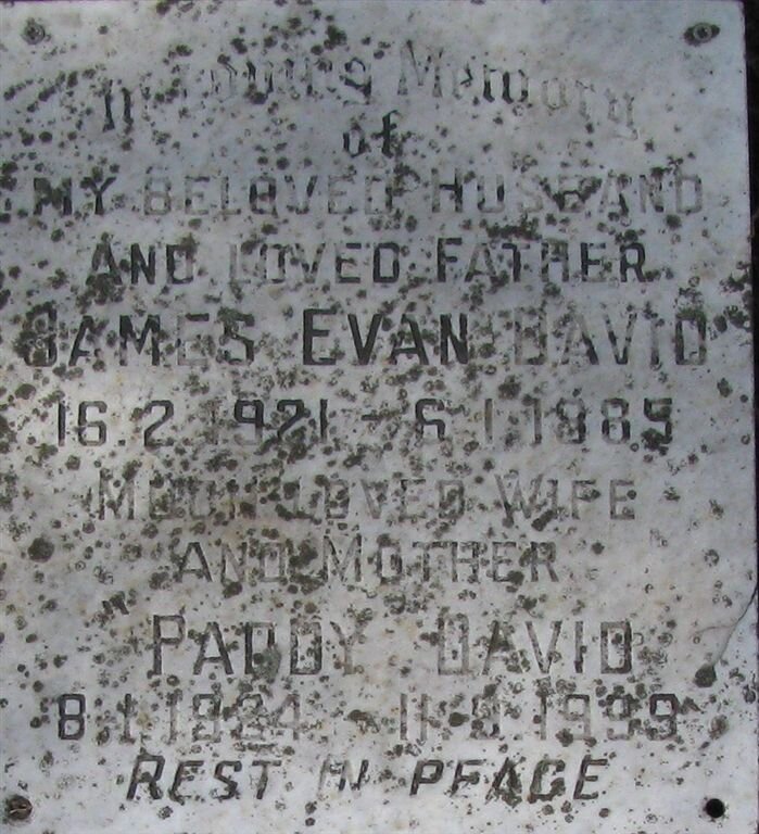 DAVID James Evan 1921-1985 &amp; Paddy 1924-1999