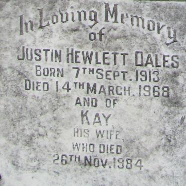 DALES Justin Hewlett 1913-1968 &amp; Kay -1984