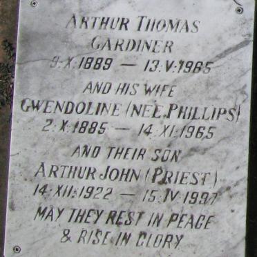 GARDINER Arthur Thomas 1889-1965 &amp; Gwendoline PHILLIPS 1885-1965 Arthur John GARDINER 1922-1997