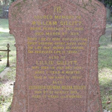 GILLITT William 1838-1899 :: GILLITT Lillie  1873-1874 :: GILLITT Elizabeth Cathrina Helena 1851-1922