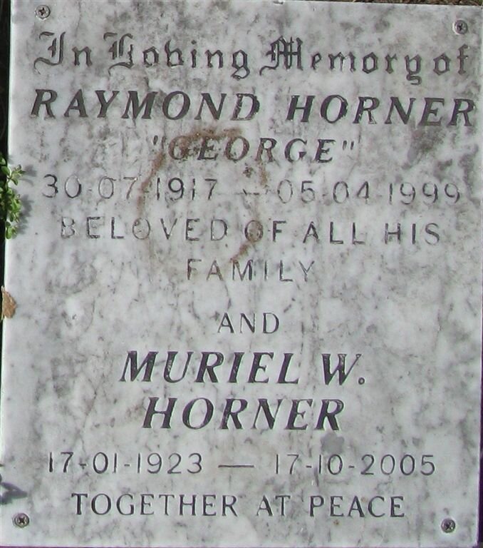HORNER Raymond 1917-1999 &amp; Muriel W. 1923-2005