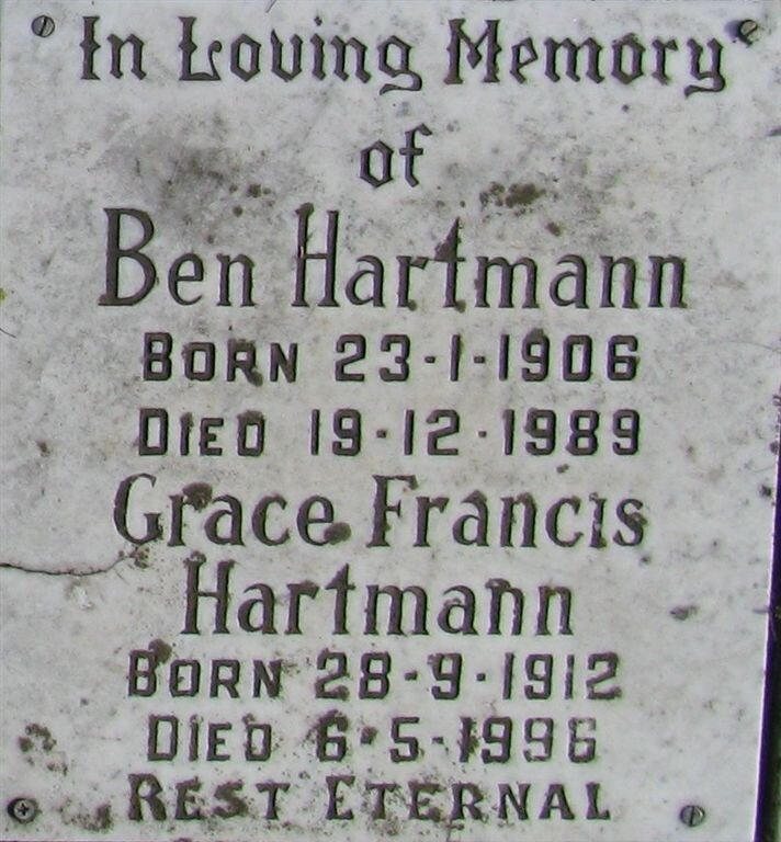 HARTMANN Ben 1906-1989 &amp; Grace Francis 1912-1996