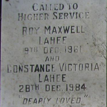 LAHEE Roy Maxwell -1961 &amp; Constance Victoria -1984