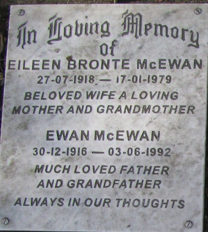 MCEWAN Ewan 1916-1992 &amp; Eileen Bronte 1918-1979