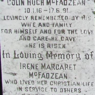 MCFADZEAN Colin Hugh 1916-1971 &amp; Irene Margaret 1915-1998