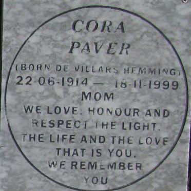 PAVER Cora nee DE VILLARS HEMMING 1914-1999