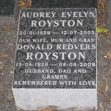 ROYSTON Donald Redvers 1926-2009 &amp; Audrey Evelyn 1929-2003