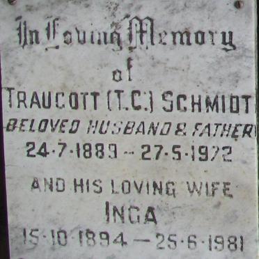 SCHMIDT Traucott 1889-1972 &amp; Inga 1894-1981