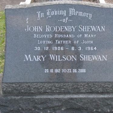 SHEWAN John Rodenby 1906-1964 &amp; Mary Wilson 1912-2006