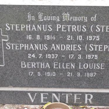 VENTER Stephanus Petrus 1914-1975 &amp; Bertha Ellen Louise 1910-1987 :: VENTER Stephanus Andries  1937-1975