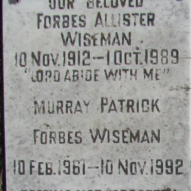WISEMAN Forbes Allister 1912-1989 :: WISEMAN Murray Patrick Forbes 1961-1992