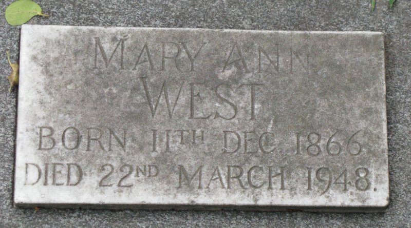 WEST Mary Ann 1866-1948