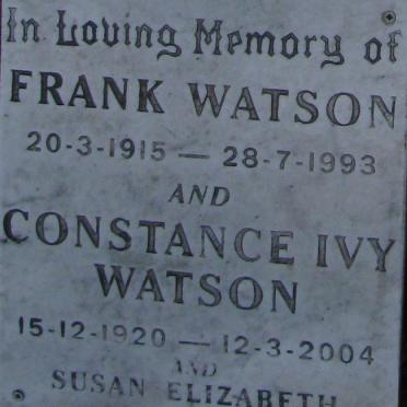 WATSON Frank 1915-1993 &amp; Constance Ivy 1920-2004