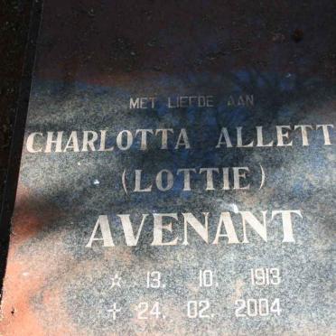 AVENANT Charlotta Aletta 1913-2004