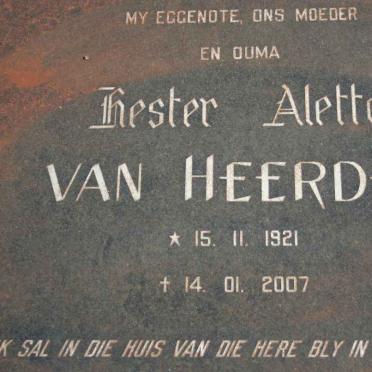 HEERDEN Hester Aletta, van 1921-2007