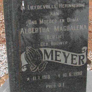 MEYER Albertha Magdalena nee BOUWER 1918-1998