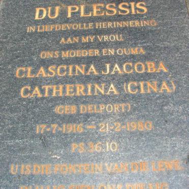 PLESSIS Clascina Jacoba Catherina, du  nee DELPORT 1916-1980