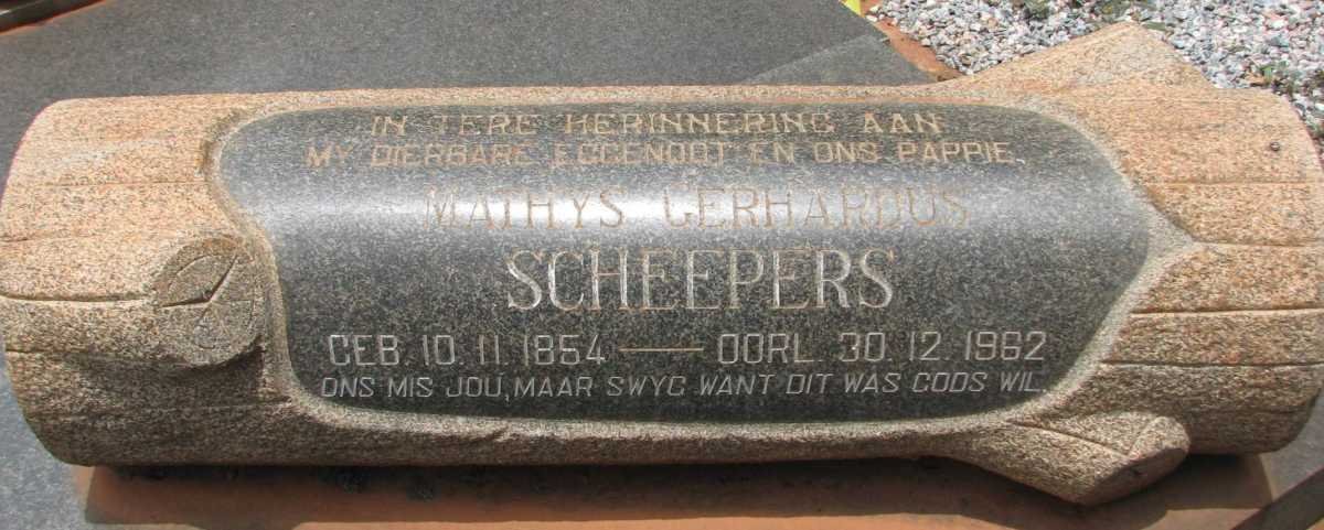 SCHEEPERS Mathys Gerhardus 1854-1962