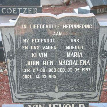 VINJEVOLD Kevin John Ben 1963-1995 &amp; Maria Magdalena 1957-