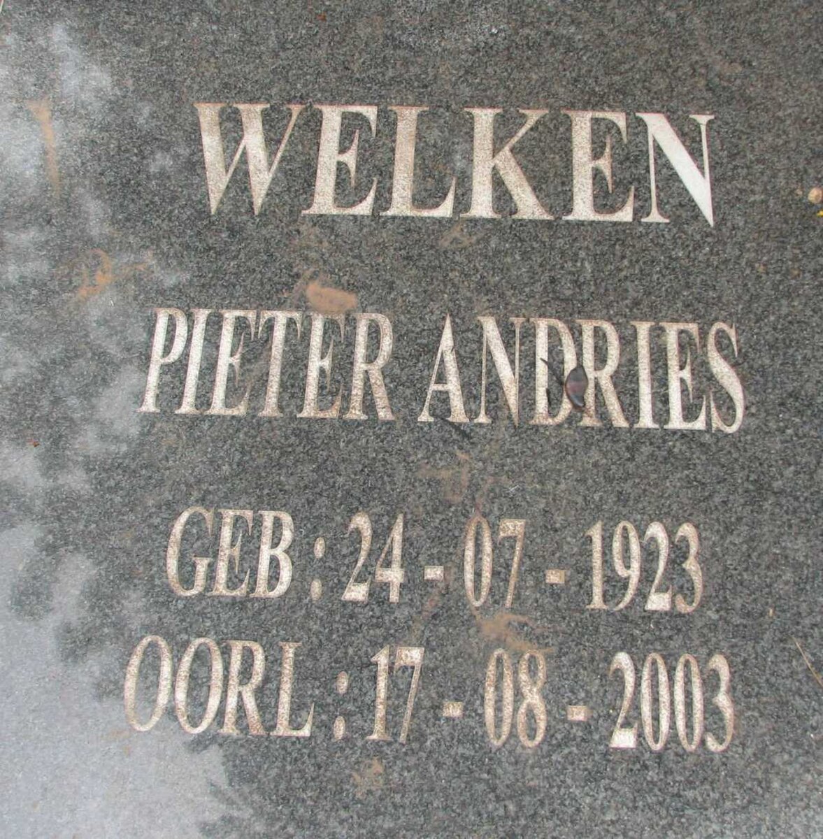 WELKEN Pieter Andries 1923-2003