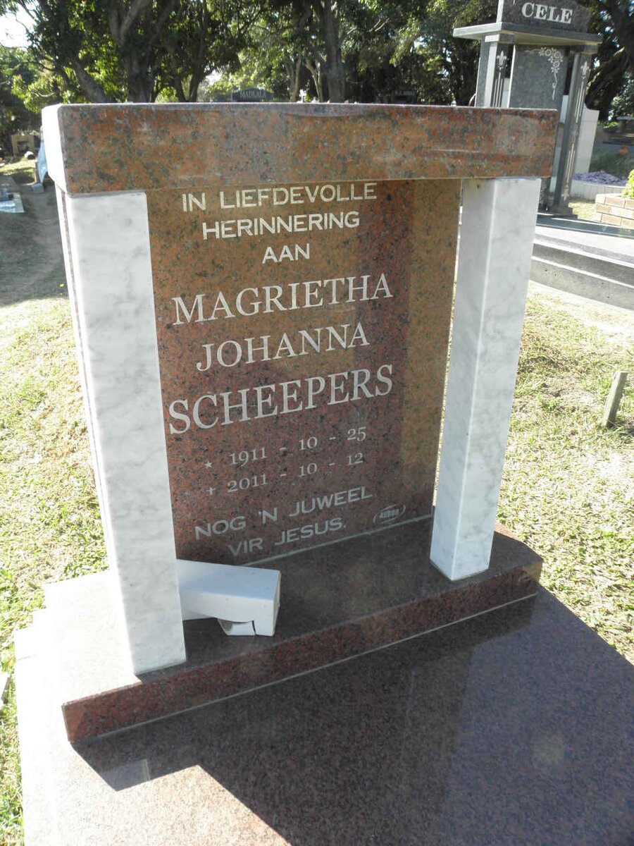 SCHEEPERS Magrietha Johanna 1911-2011