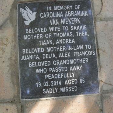 NIEKERK Carolina Abramina, van -2014