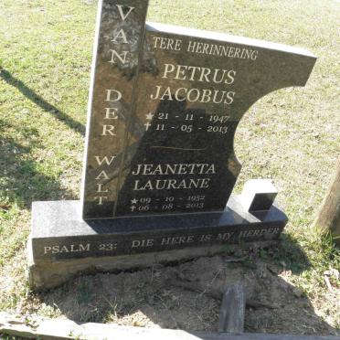 WALT Petrus Jacobus, van der 1947-2013 &amp; Jeanetta Laurane 1952-2013