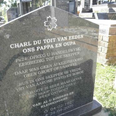 EEDEN Charl Du Toit, van 1927-2009