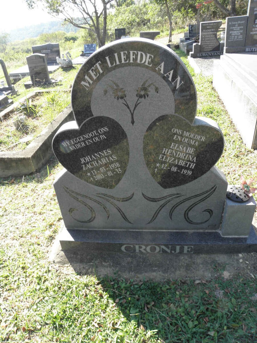 CRONJE Johannes Zacharias 1938-2003 &amp; Elsabe Hendrina Elizabeth 1939-