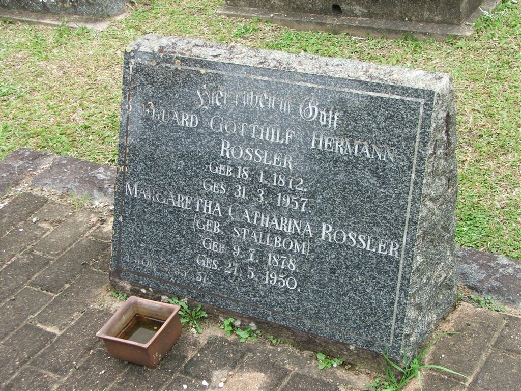 ROSSLER Eduard Gotthilf Hermann 1872-1957 &amp; Margaretha Catharine STALLBOM 1878-1950