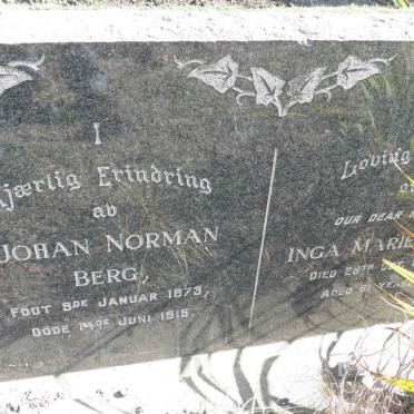 BERG Johan Norman 1873-1915 &amp; Inga Marie -1943