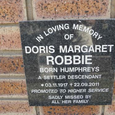 ROBBIE Doris Margaret nee HUMPHREYS 1917-2011