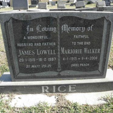 RICE James Lowell 1915-1987 &amp; Marjorie Walker PEACH 1915-2004