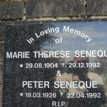 SENEQUE Peter 1926-1992 :: SENEQUE Marie Therese 1904-1992