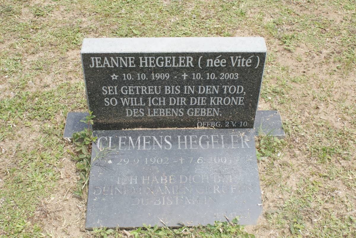 HEGELER Clemens 1902-2001 &amp; Jeanne Vité 1909-2003