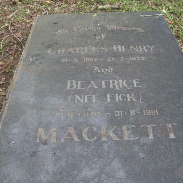 MACKETT Charles Henry 1887-1973 &amp; Beatrice FICK 1903-1981