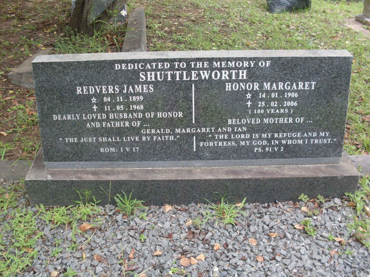 SHUTTLEWORTH Redvers James 1899-1968 &amp; Honor Margaret 1906-2006