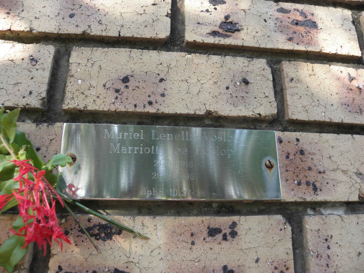 VOSLOO Muriel Lenella previously MARRIOTT nee I?lop 1916-1996