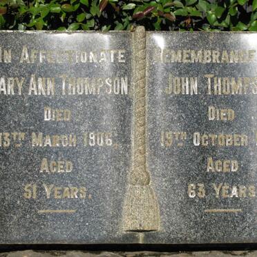 THOMPSON John -1913 &amp; Mary Ann -1906