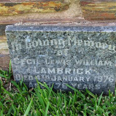LAMBRICK Cecil Lewis William -1976