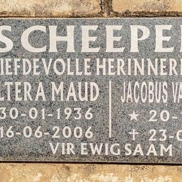 SCHEEPERS Jacobus van der Vyver 1930-2017 & Voltera Maud 1936-2006