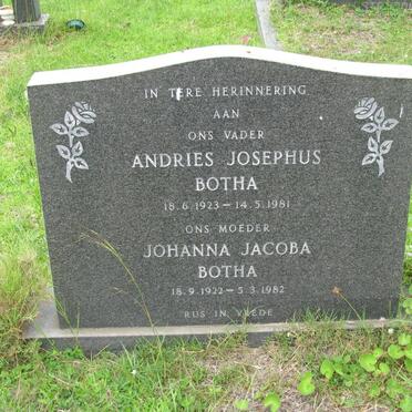 BOTHA Andries Josephus 1923-1981 &amp; Johanna Jacoba 1922-1982