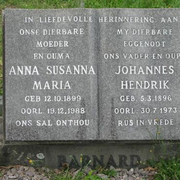BARNARD Johannes Hendrik 1896-1973 &amp; Anna Susanna Maria 1899-1988