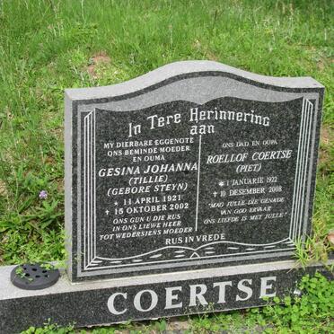 COERTSE Roellof 1922-2008 &amp; Gesina Johanna STEYN 1921-2002