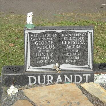 DURANDT George Jacobus 1925-1995 &amp; Christina Jacoba 1928-2009