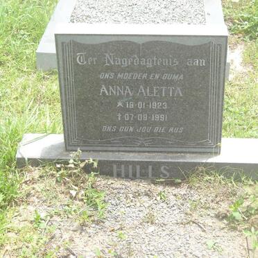 HILLS Anna Aletta 1923-1991