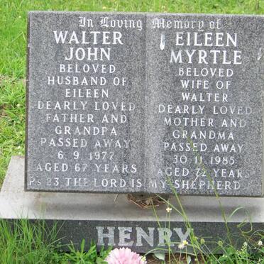 HENRY Walter John -1977 &amp; Eileen Myrtle -1985