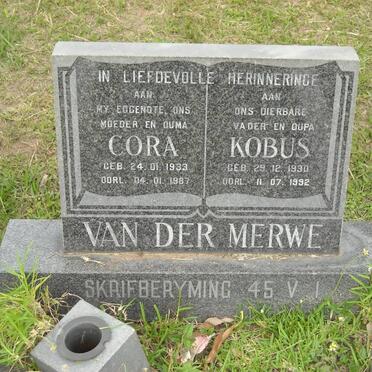 MERWE Kobus, van der 1930-1992 &amp; Cora 1933-1987